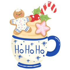 Blue Porcelain Christmas Cookies and Sweets | Delft Blue Holiday Clipart | Blue and White Winter Vector