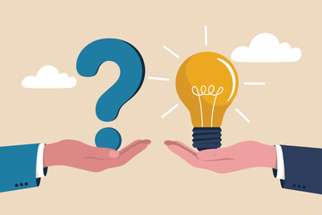 Problem Solving and Idea Generation Concept Vector Illustration. Question and Answer Innovation Solution Business Concept.