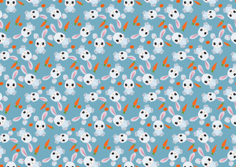 Cute bunny vector seamless pattern for childish bedding, fabric, wallpaper, wrapping paper, textile, decoration