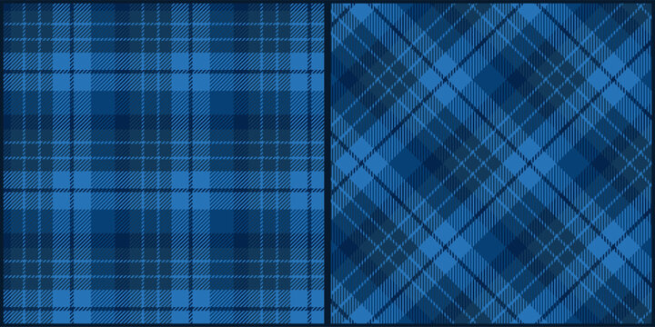 Blue tone plaid seamless pattern vector. Background graphic tartan fashion design use for print, texture, cloth, fabric, flannel.
