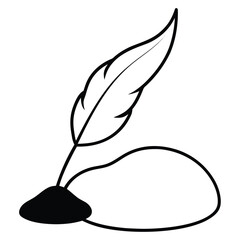 Quill pen resting on a dark mound