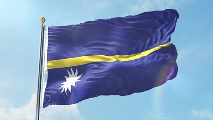 4K Nauru flag waving in the wind - realistic Nauru flag animation in high resolution, perfect for Nauru national day, independence, travel and patriotic video projects