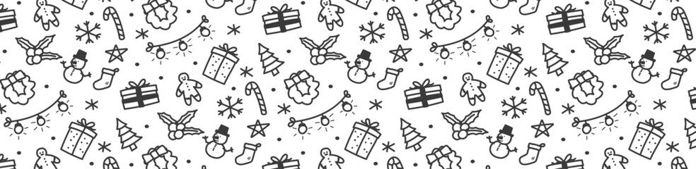 christmast doodle hand drawing sketch pattern seamless background winter 
