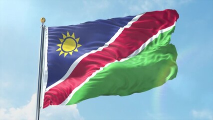 4K Namibia flag waving in the wind - realistic Namibia flag animation in high resolution, perfect for Namibia national day, independence, travel and patriotic video projects