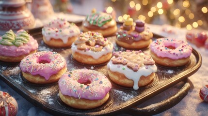A festive donut maker with a Christmas theme,