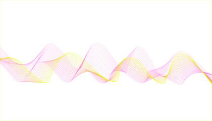 Vibrant abstract pink and yellow wave pattern on a clean white background.