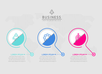 Vector infographic business presentation template with circular interconnection with 3 options.