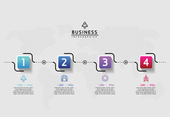 Vector infographic business presentation template with circular interconnection with 4 options.