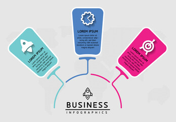 Vector infographic business presentation template with circular interconnection with 3 options.