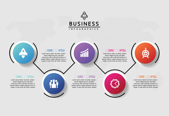 Vector infographic business presentation template connected with 5 options