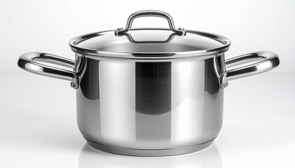 Stainless Steel Cooking Pot with Glass Lid Clean Kitchen Utensil for Culinary Arts and Gourmet Cooking.