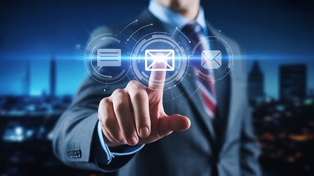 Email Communication Concept with Digital Envelope and Message Icons (36