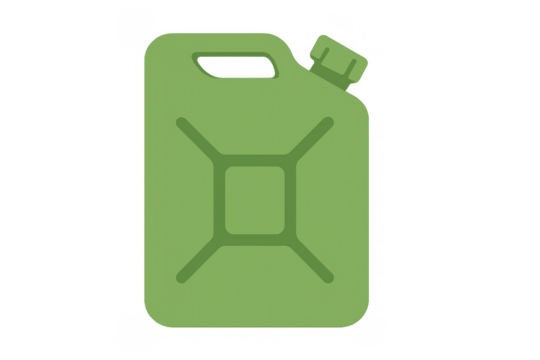 Green jerrycan representing energy, fuel supply, and transport, useful for automotive, crisis, and power generation concepts