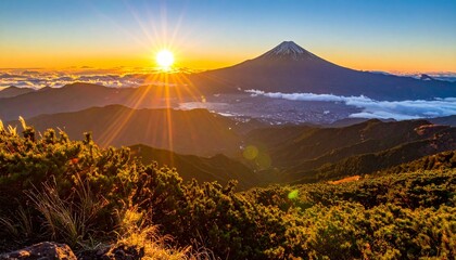 富士山からの初日の出：お正月