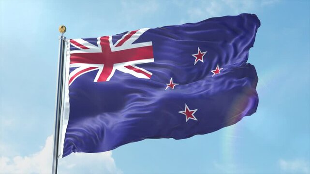 4K New Zealand flag waving in the wind - realistic New Zealand flag animation in high resolution, perfect for New Zealand national day, independence, travel and patriotic video projects
