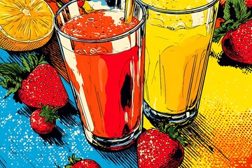 Pop Art Style Fresh Fruit