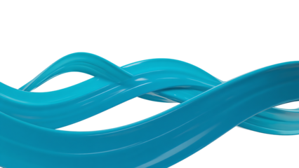 Abstract turquoise wave isolated on transparent background creating a dynamic and fluid design element with a smooth and glossy texture