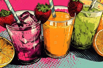 Pop Art Style Fresh Fruit