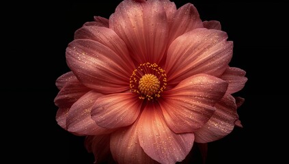 Floral Abstraction with Golden Accents and Intricate Textures, A Delicate Composition.