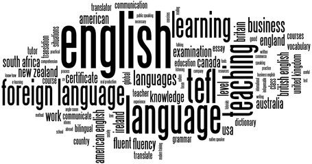 ENGLISH black word cloud on transparent background