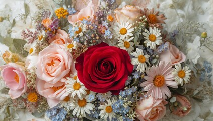 Floral Abundance. A Symphony of Colors and Textures in a Botanical Composition.