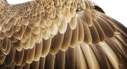 Detailed Brown Bird Wing Feathers Texture on White