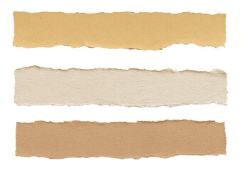 Neutral torn paper strips set with realistic edges and texture for collage, typography, scrapbook, or design overlay projects