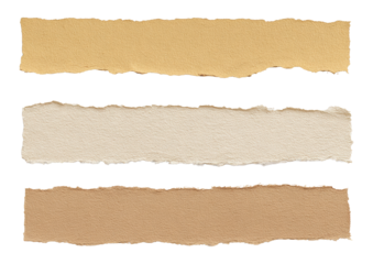 Neutral torn paper strips set with realistic edges and texture for collage, typography, scrapbook, or design overlay projects