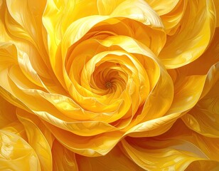 Close-up of yellow flower petals spiraling inwards, sunlit