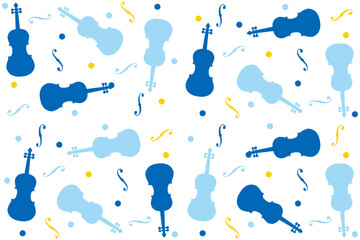 Beautiful violin seamless pattern.Viola,cello drawing music concept simple texture background.design for holiday,festival, textile graphics, prints.Vector illustration.Classical musical instrument.