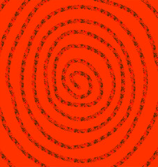 Abstract orange and yellow spiral pattern with concentric circles, vector illustration design