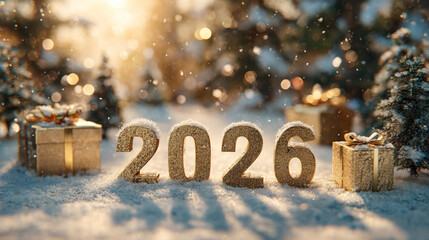 Elegant winter New Year 2026 celebration scene, Generative AI