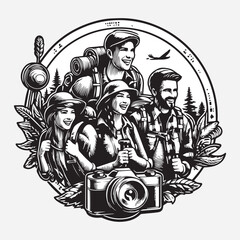 Hiking team on mountaintop