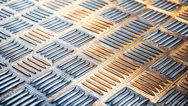 Distressed metallic surface with intricate patterns and scratches