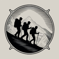 Hiking team on mountaintop