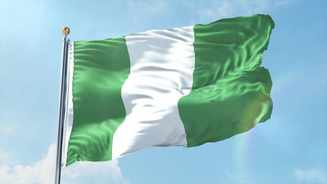 4K Nigeria flag waving in the wind - realistic Nigeria flag animation in high resolution, perfect for Nigeria national day, independence, travel and patriotic video projects