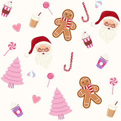 Cute Christmas Sweets and Characters Pattern