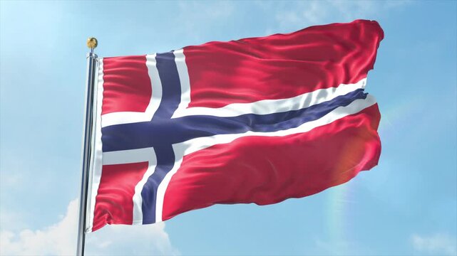 4K Norway flag waving in the wind - realistic Norway flag animation in high resolution, perfect for Norway national day, independence, travel and patriotic video projects