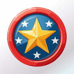 Stylized emblem with a gold star and seven white stars symbolising patriotic values