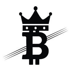 Bitcoin logo in black and white silhouette vector design