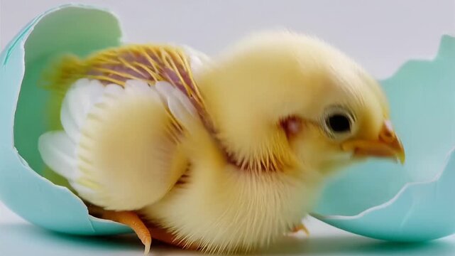 New life emerging: adorable chick hatching egg in nature