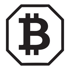 Bitcoin logo in black and white silhouette vector design