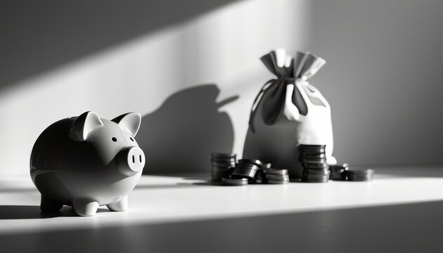 Financial planning concept home office black and white minimalist shot calm environment artistic viewpoint