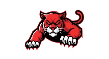 Red Feline Ready to Pounce with Angry Expression on White Background