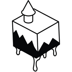 Melting isometric cake/building with a spire