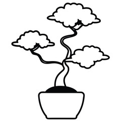 Potted bonsai tree with cloud-like foliage