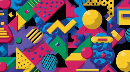 seamless pattern with colorful abstract shapes