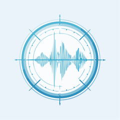 Abstract representation of waveform visualization with circular compass navigation elements