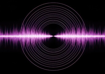 Abstract digital pattern featuring repeating sonic waves and concentric circles, suggesting sound transmission or signal movement ,frequency ,analysis ,sound