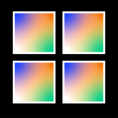 Creative four-frame collage template with holographic gradient color effect, ideal for photo layouts, posters, social media, and modern design projects